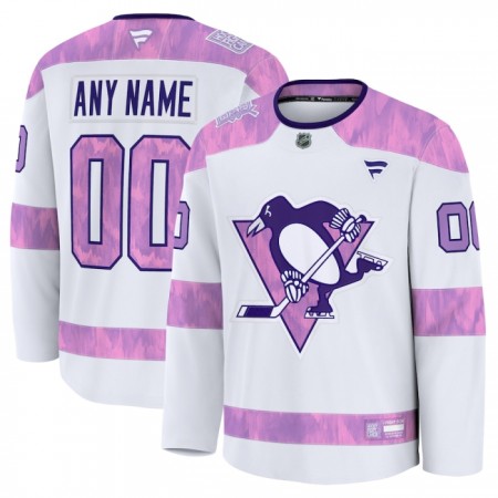 Miehille NHL Pittsburgh Penguins Pelipaita Custom Fanatics Hockey Fights Cancer Practice 2024-25 Valkoinen